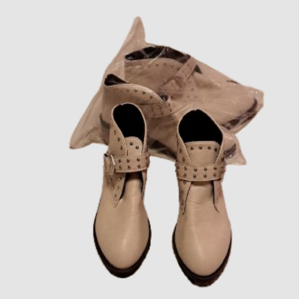 NWT Cream Ankle Boots with Studded Straps (#2)